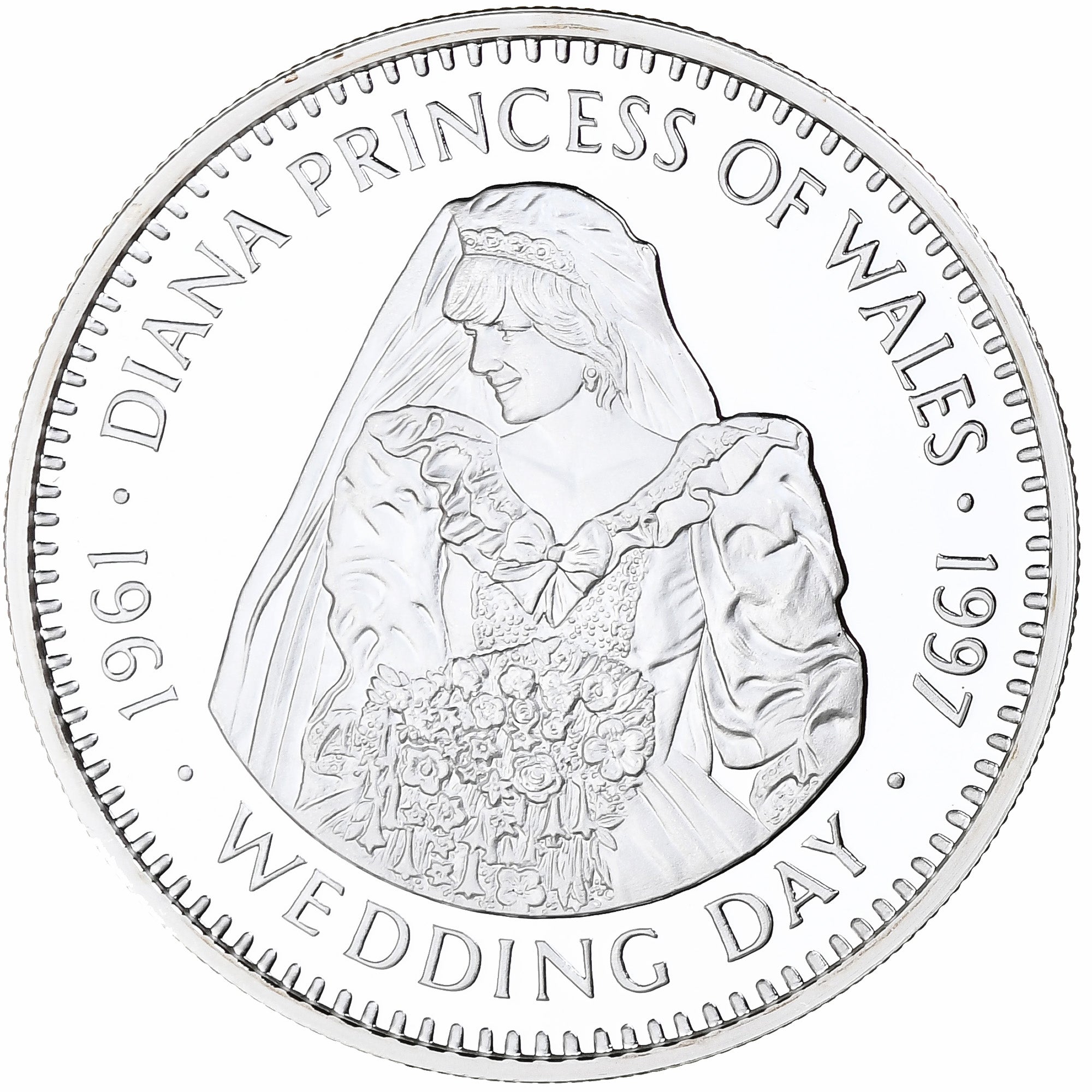 Liberia, 20 Dollars, Princess Diana, Wedding Day, 1997, Proof, Silver, MS(65-70)