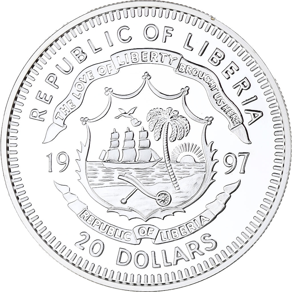Liberia, 20 Dollars, Princess Diana, Wedding Day, 1997, Proof, Silver, MS(65-70)