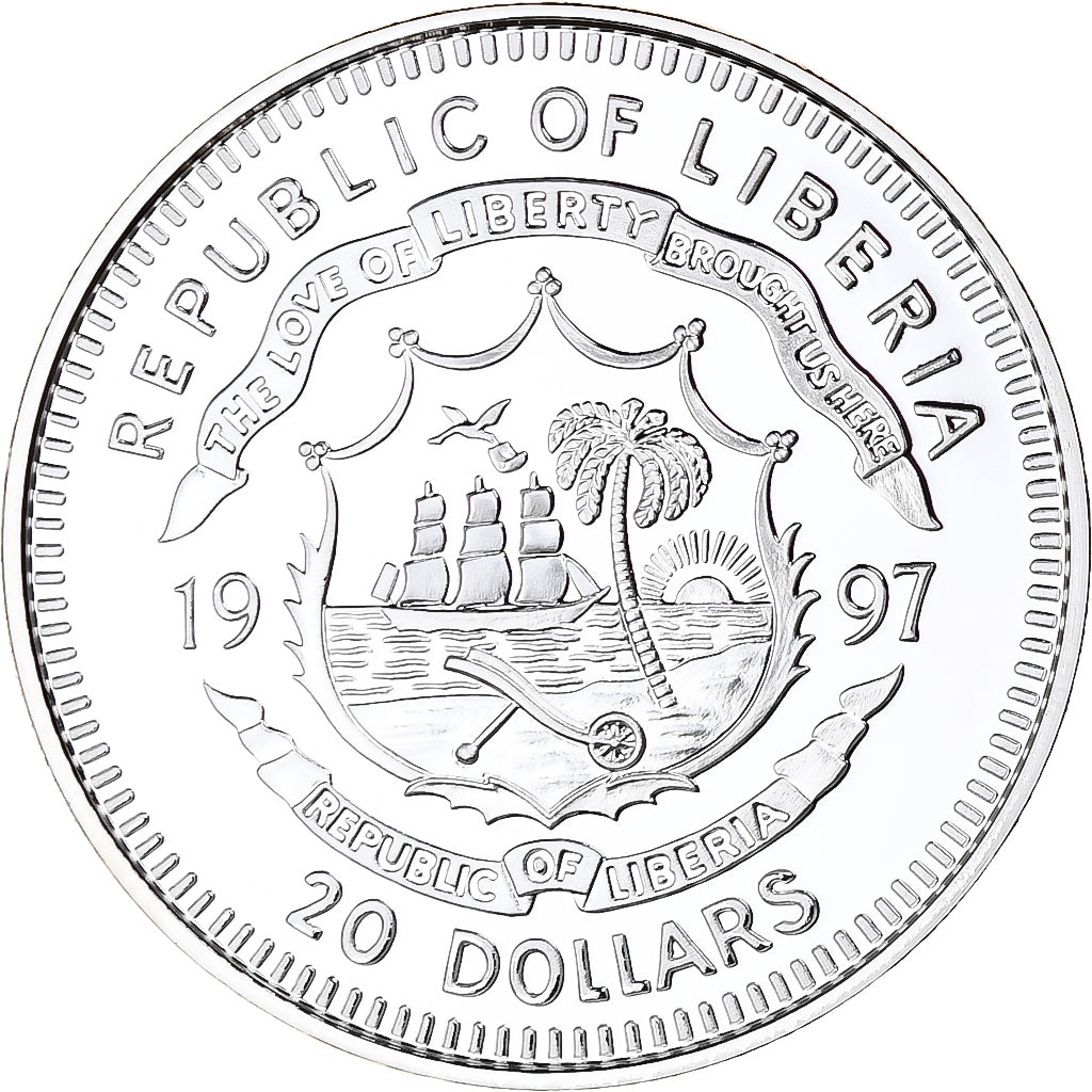 Liberia, 20 Dollars, Princess Diana, Compassion, 1997, Proof, Silver, MS(65-70)