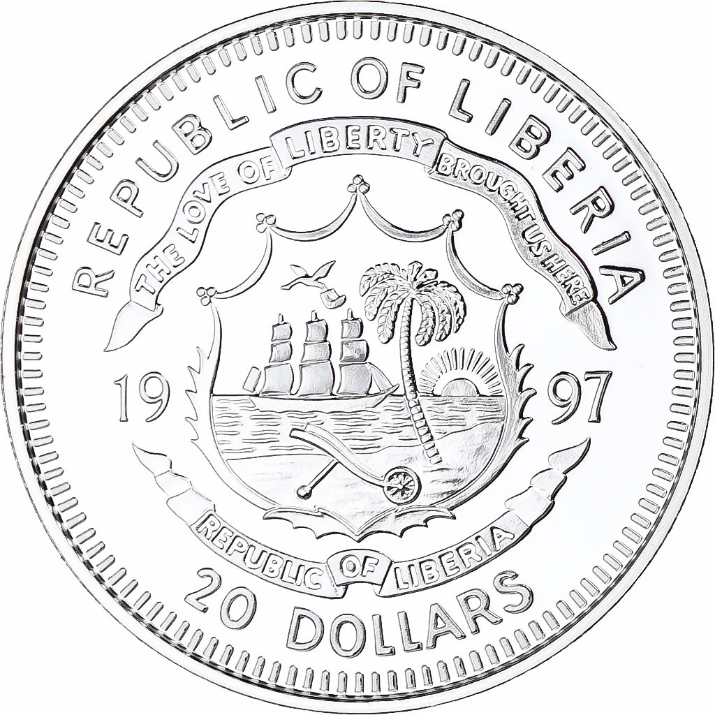 Liberia, 20 Dollars, Princess Diana, Loving Mother, 1997, Proof, Silver