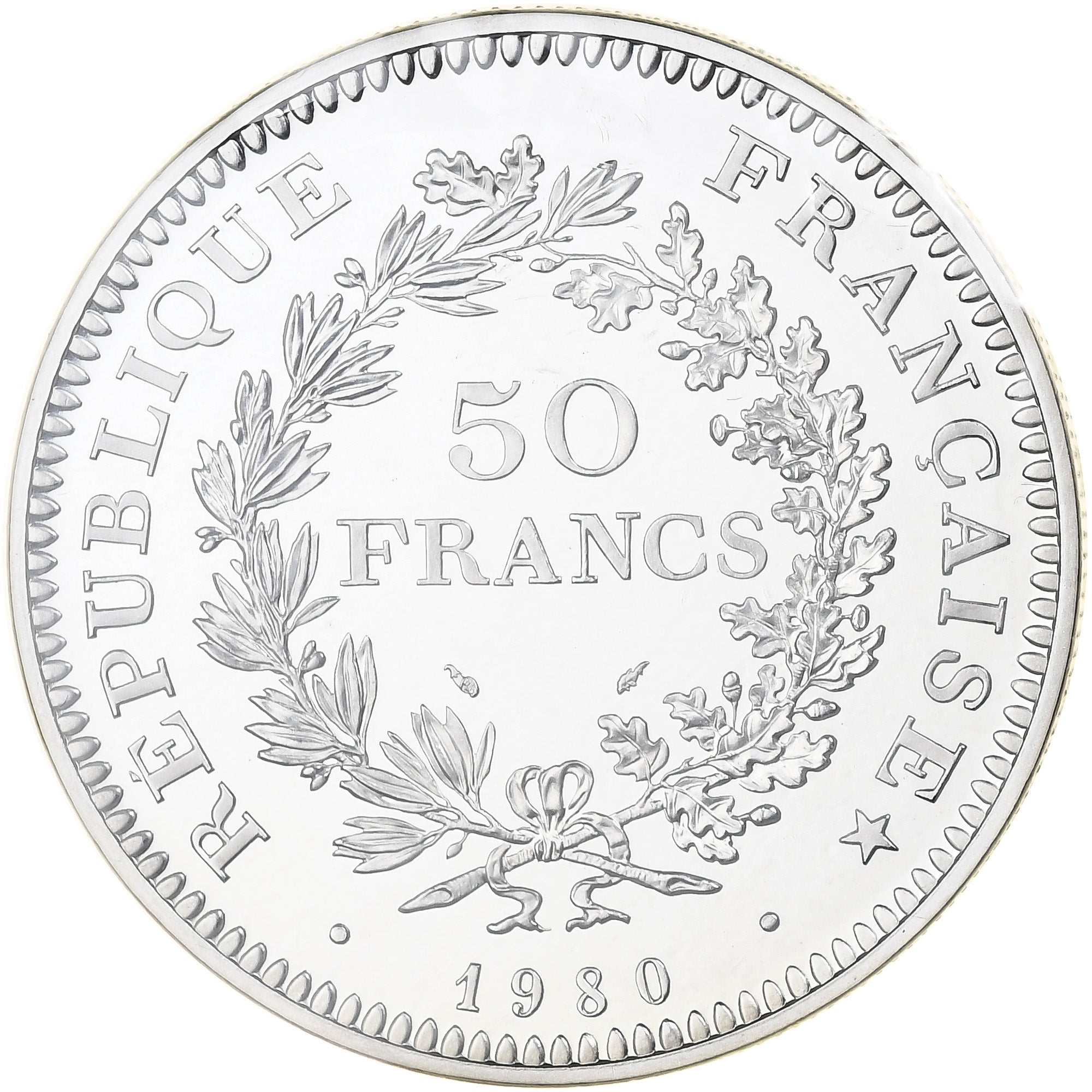 France, 50 Francs, Hercule, 1980, MDP, Piéfort, Silver, MS(65-70)