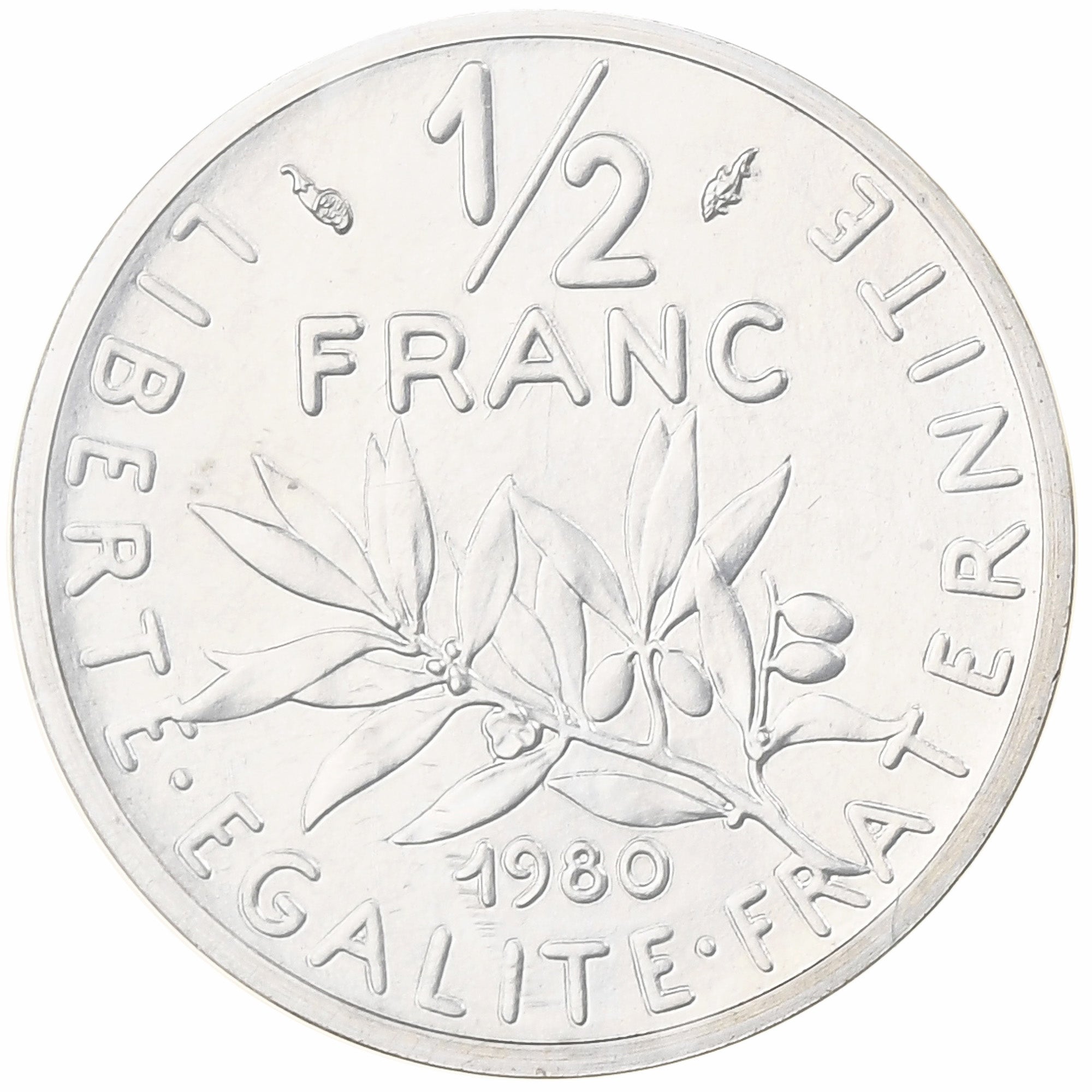 France, 1/2 Franc, Semeuse, 1980, MDP, Piéfort, Silver, MS(65-70)
