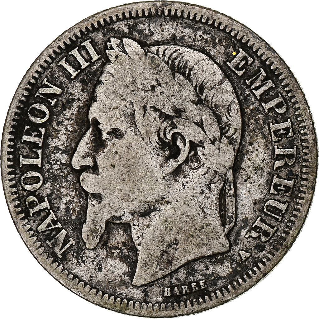 Francia, Napoleon III, 2 Francs, 1868, Paris, Argento, MB, Gadoury:527, KM:807.1