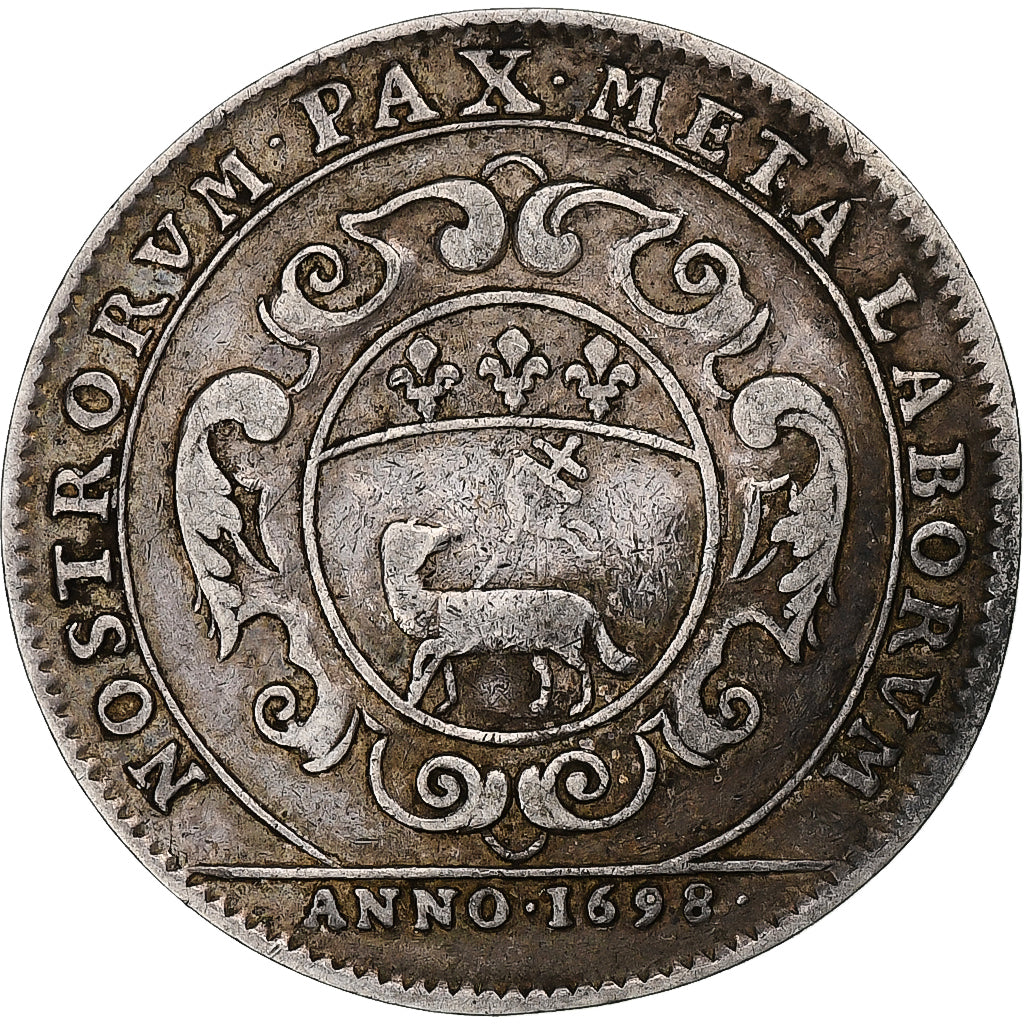 France, Token, Louis XIV, Ville de Rouen, 1698, Silver, VF(30-35)