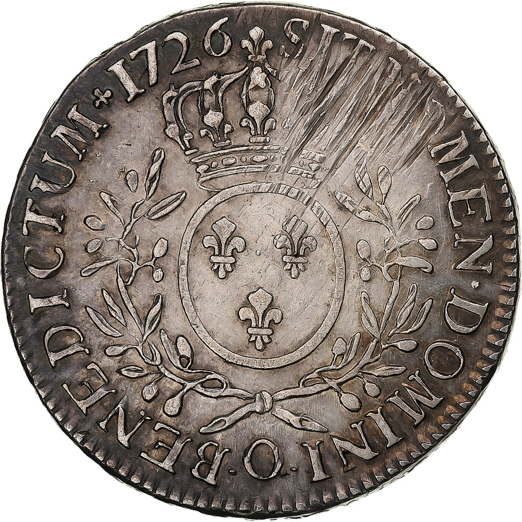 Frankrijk, Louis XV, Ecu aux branches d'olivier, 1726, Riom, Zilver, ZF+