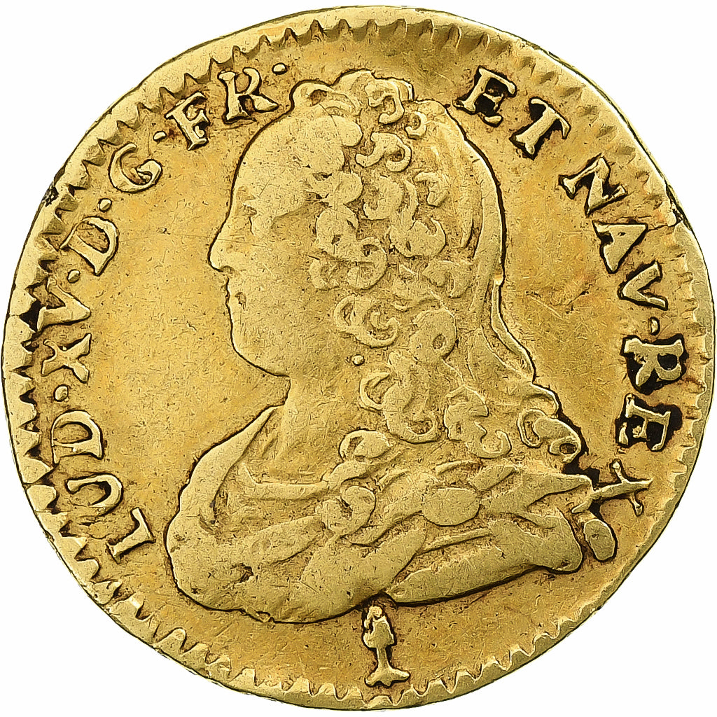 France, Louis XV, 1/2 Louis d'or aux lunettes, 1726, Dijon, Gold, VF(30-35)