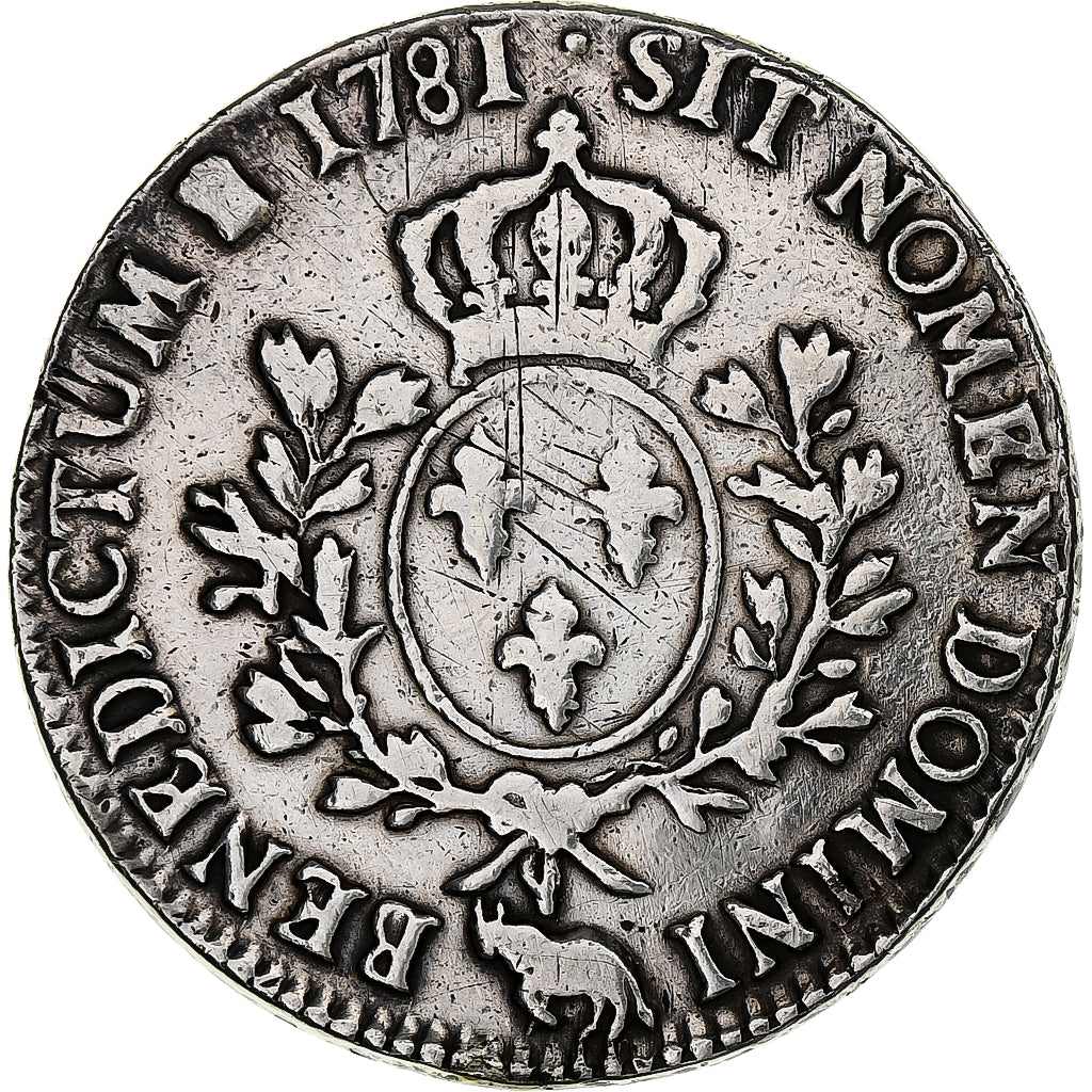France, Louis XVI, Écu de Béarn aux branches d'olivier, 1781, Pau, Silver