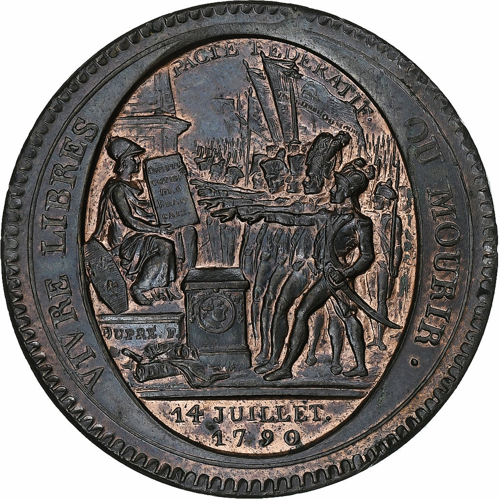 France, Monneron de 5 Sols, 1792, Bronze, AU(50-53)