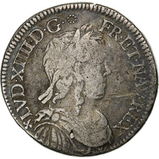 Francia, Louis XIV, 1/2 Écu à la mèche longue, 1653, Angers, Argento, MB+