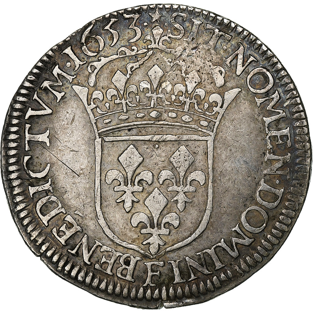 Francia, Louis XIV, 1/2 Écu à la mèche longue, 1653, Angers, Argento, MB+