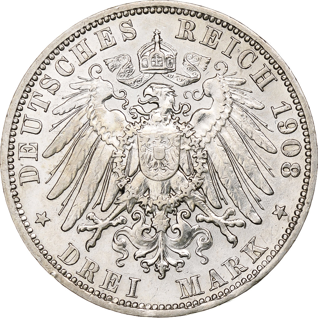 Kingdom of Prussia, Wilhelm II, 3 Mark, 1908, Berlin, Srebro, AU(50-53), KM:527