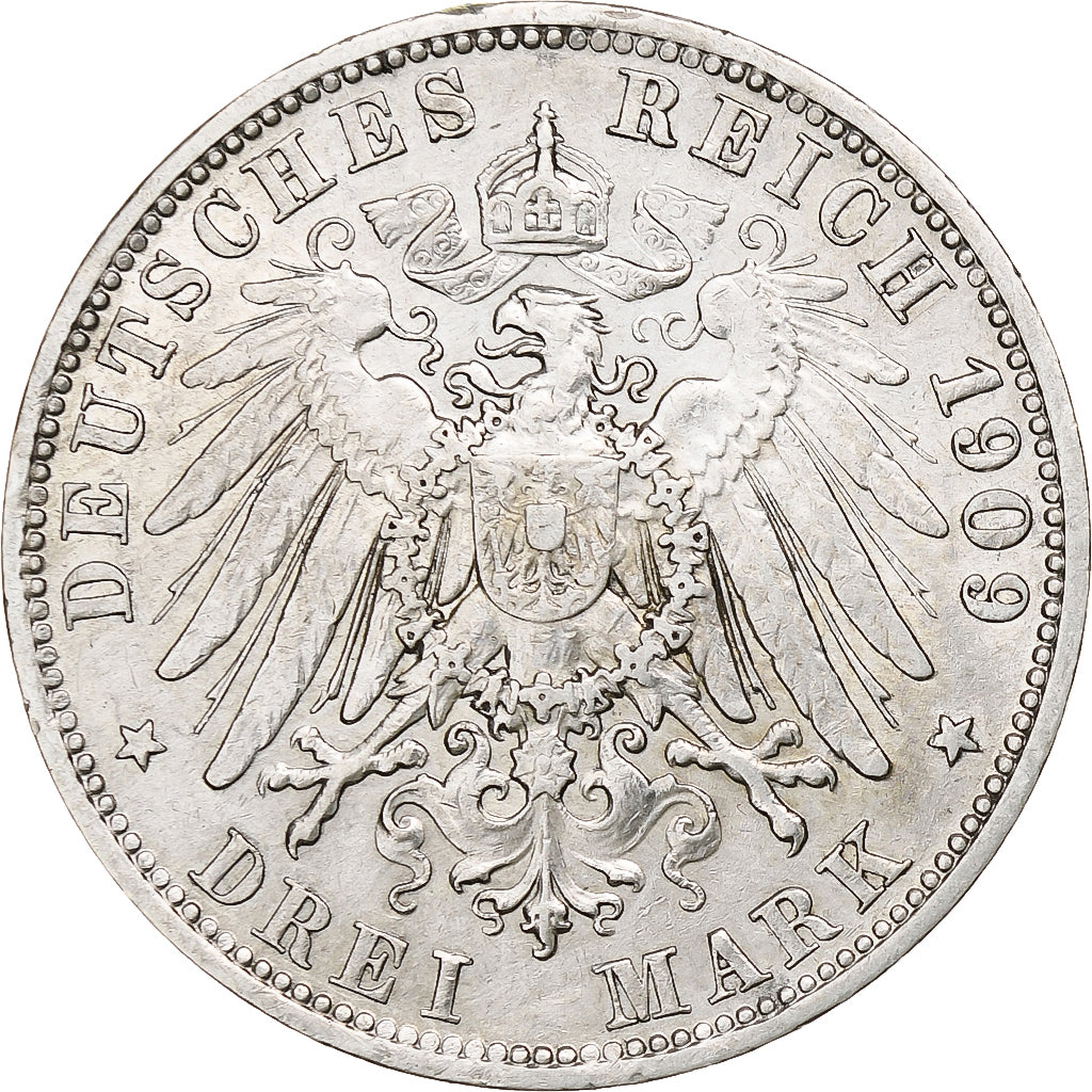 Kingdom of Prussia, Wilhelm II, 3 Mark, 1909, Berlin, Silber, SS, KM:527