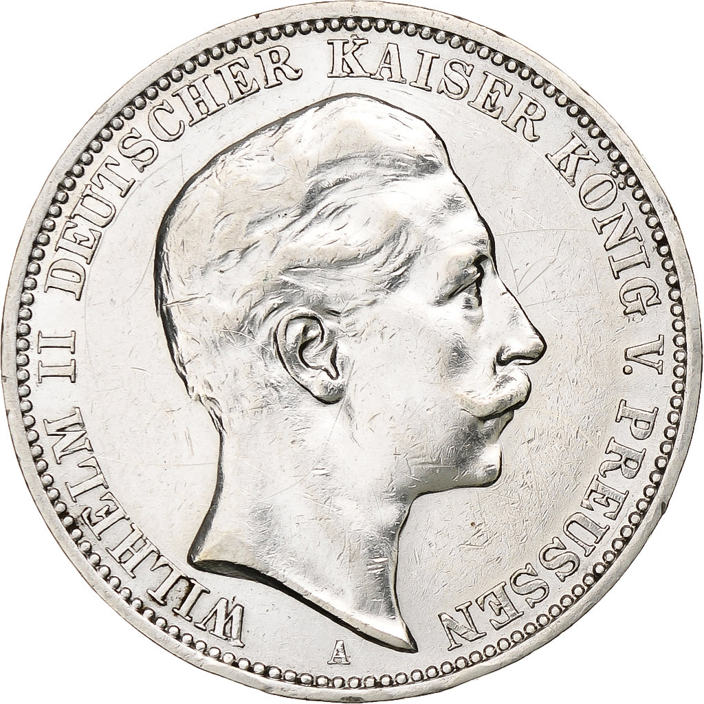 Kingdom of Prussia, Wilhelm II, 3 Mark, 1909, Berlin, Zilver, ZF, KM:527