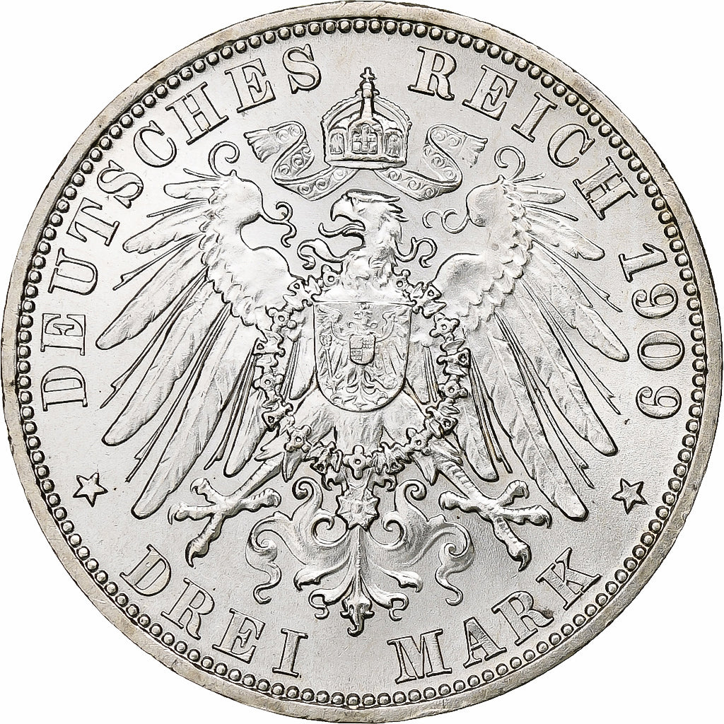 Kingdom of Prussia, Wilhelm II, 3 Mark, 1909, Berlin, Zilver, PR, KM:527