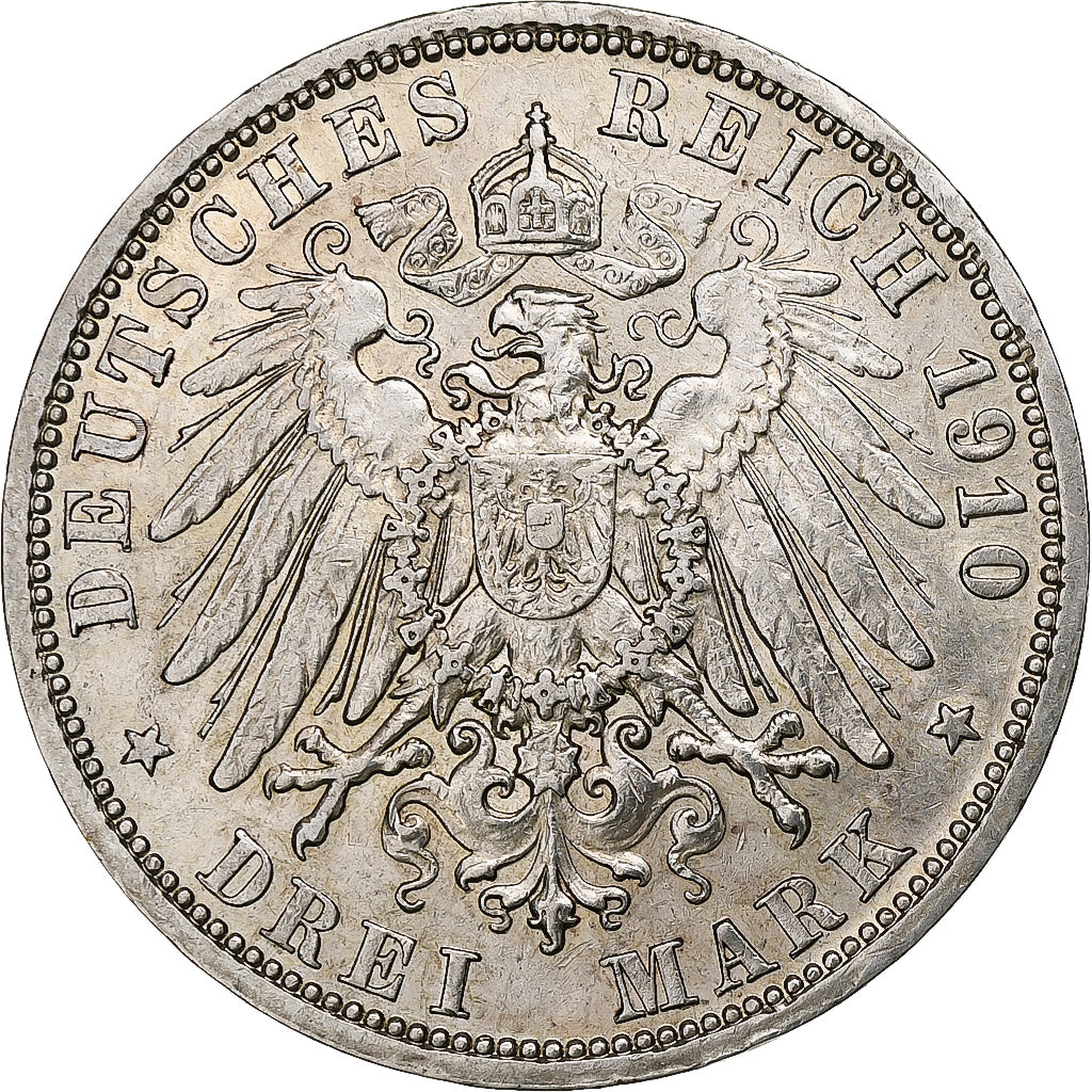 Kingdom of Prussia, Wilhelm II, 3 Mark, 1910, Berlin, Silver, EF(40-45), KM:527