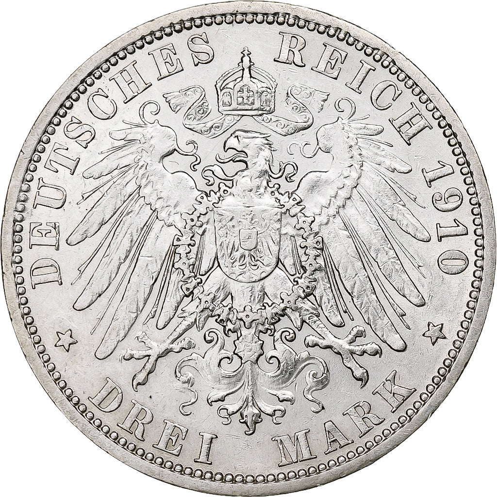 Kingdom of Prussia, Wilhelm II, 3 Mark, 1910, Berlin, Silver, EF(40-45), KM:527