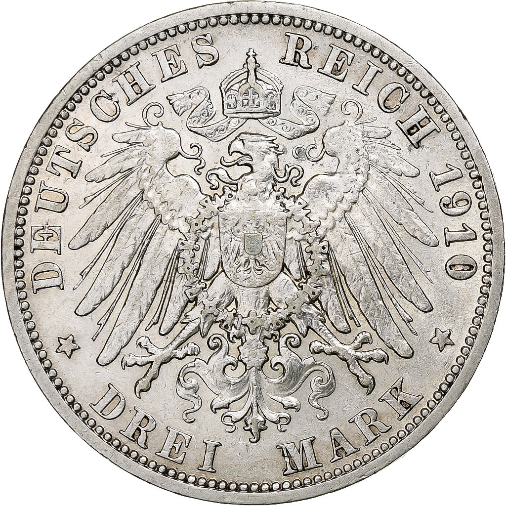 Kingdom of Prussia, Wilhelm II, 3 Mark, 1910, Berlin, Silver, EF(40-45), KM:527