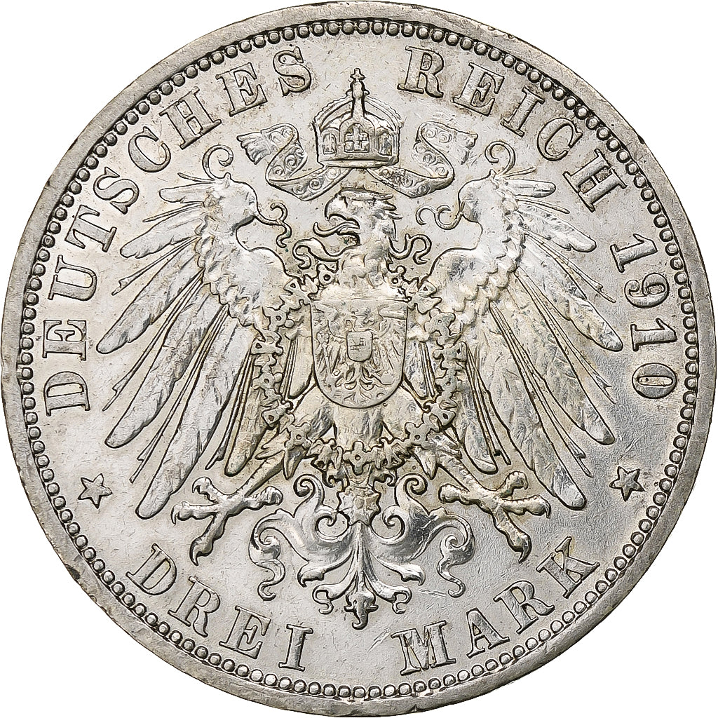 Kingdom of Prussia, Wilhelm II, 3 Mark, 1910, Berlin, Silver, EF(40-45), KM:527