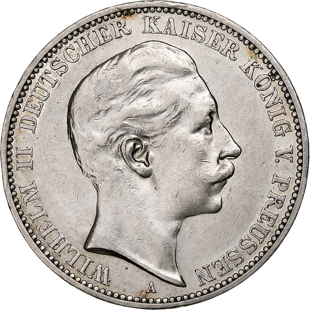 Kingdom of Prussia, Wilhelm II, 3 Mark, 1910, Berlin, Zilver, ZF, KM:527