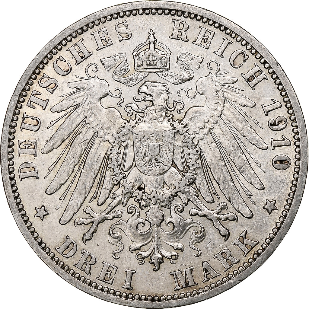 Kingdom of Prussia, Wilhelm II, 3 Mark, 1910, Berlin, Zilver, ZF, KM:527