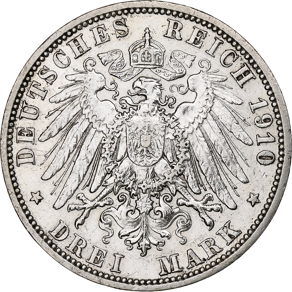 Kingdom of Prussia, Wilhelm II, 3 Mark, 1910, Berlin, Argento, BB, KM:527