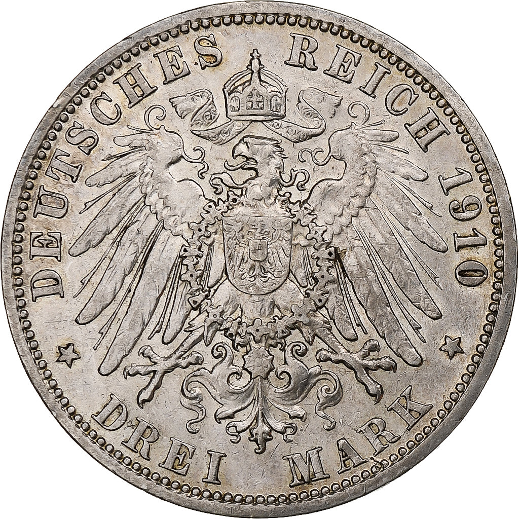 Kingdom of Prussia, Wilhelm II, 3 Mark, 1910, Berlin, Silver, EF(40-45), KM:527