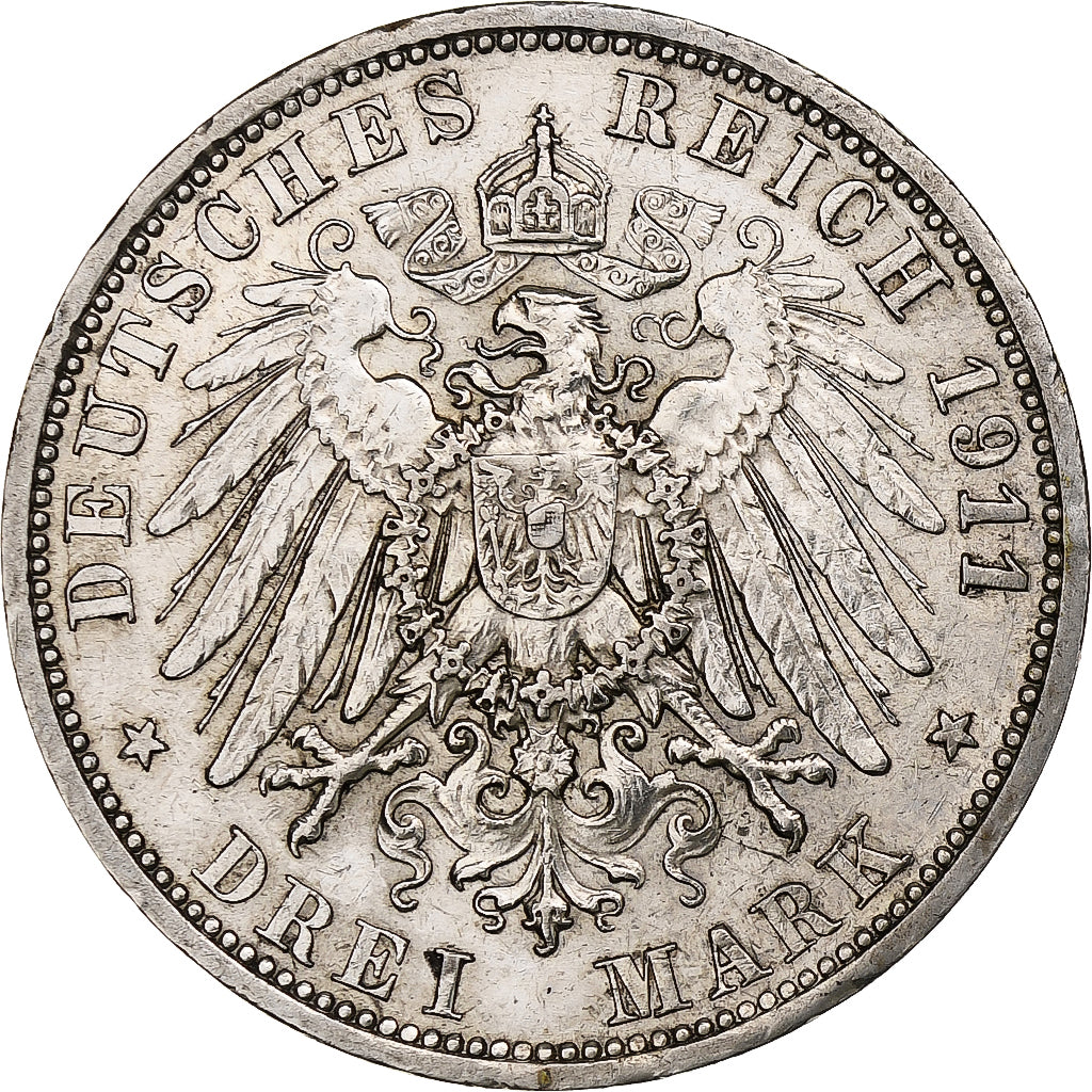 Kingdom of Prussia, Wilhelm II, 3 Mark, 1911, Berlin, Argento, BB+, KM:527
