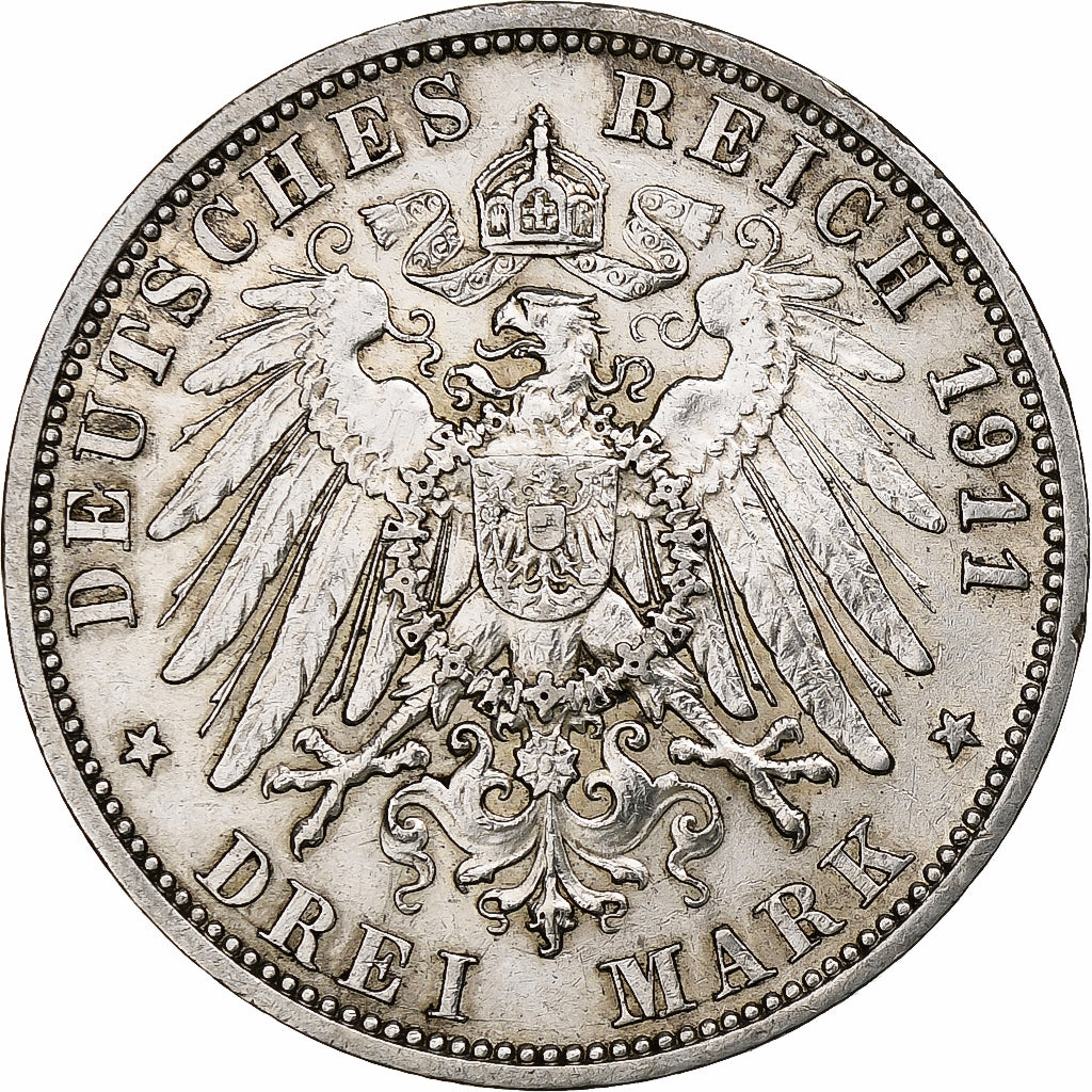 Kingdom of Prussia, Wilhelm II, 3 Mark, 1911, Berlin, Prata, AU(50-53), KM:527