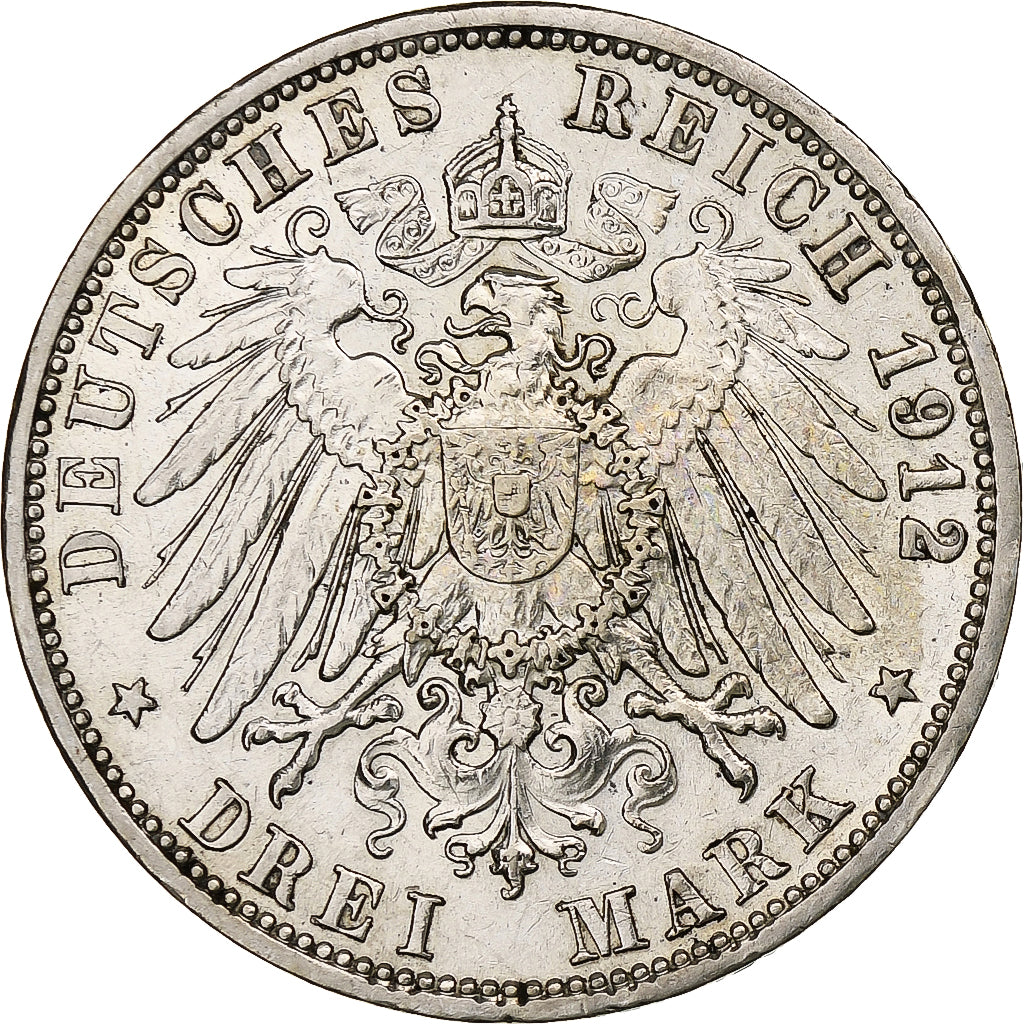 Kingdom of Prussia, Wilhelm II, 3 Mark, 1912, Berlin, Argento, BB+, KM:527