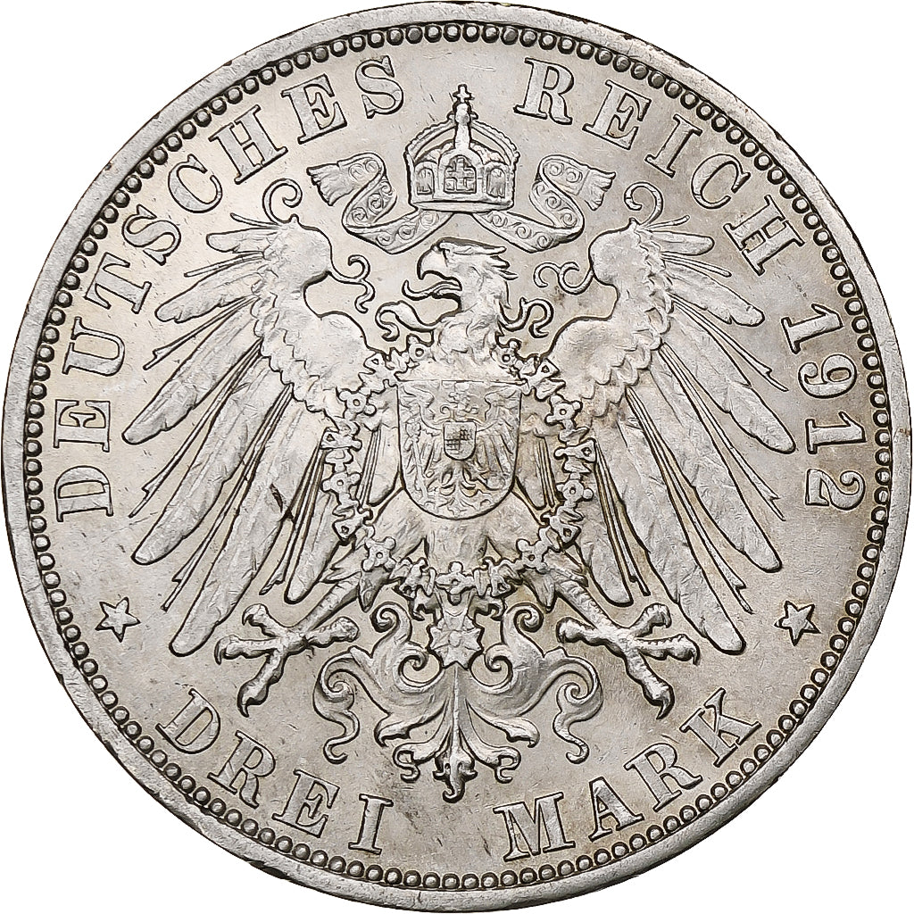 Kingdom of Prussia, Wilhelm II, 3 Mark, 1912, Berlin, Zilver, ZF+, KM:527