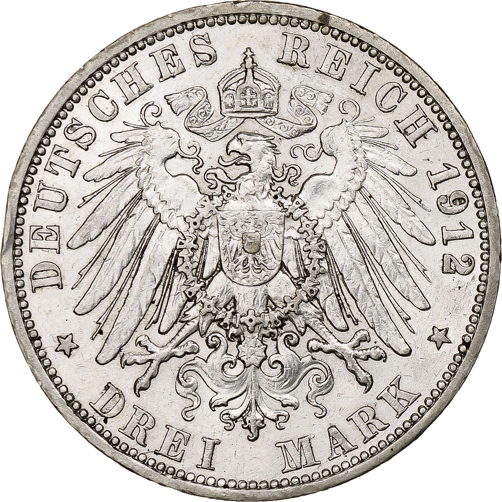 Kingdom of Prussia, Wilhelm II, 3 Mark, 1912, Berlin, Silver, AU(50-53), KM:527