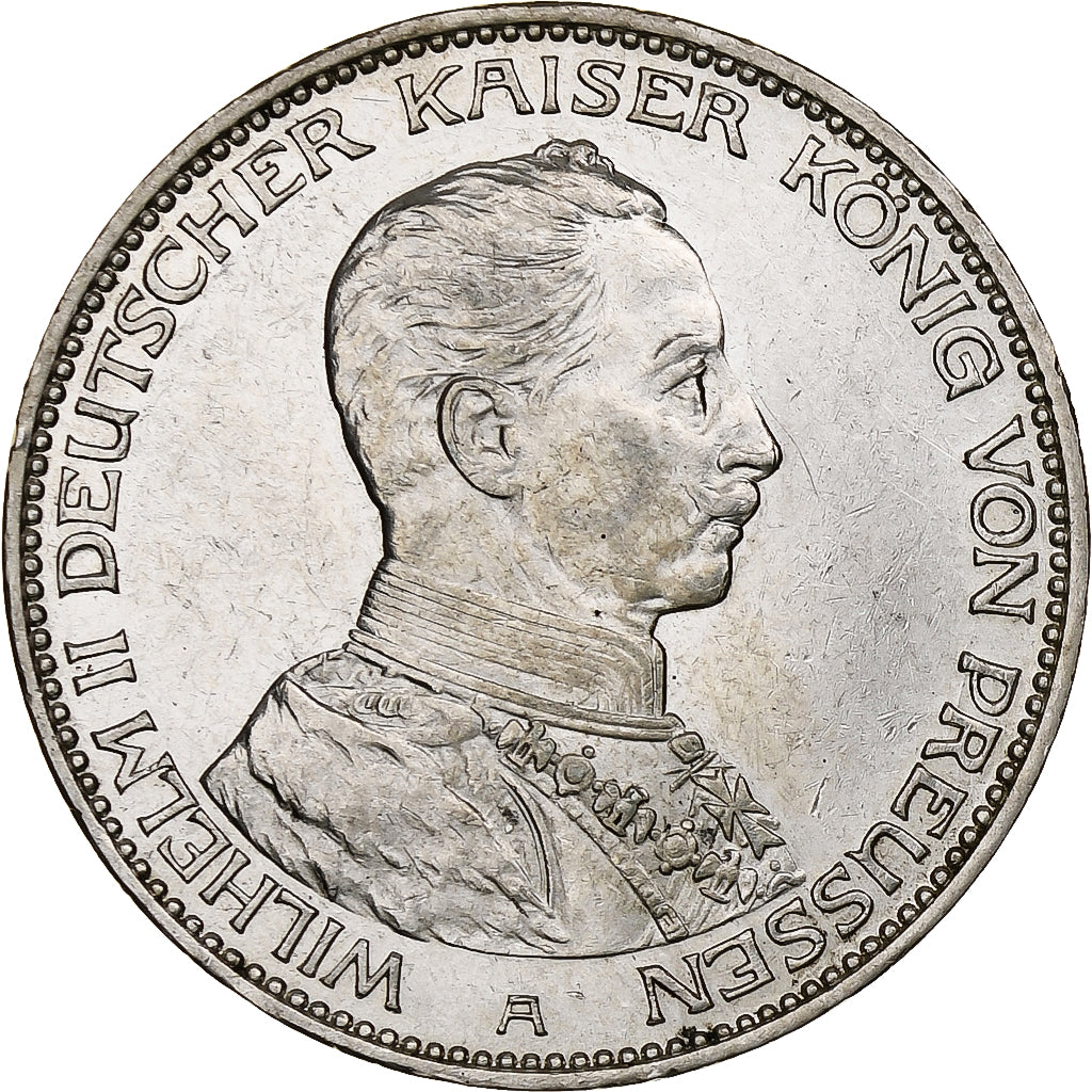 Kingdom of Prussia, Wilhelm II, 3 Mark, 1914, Berlin, Plata, MBC+, KM:538