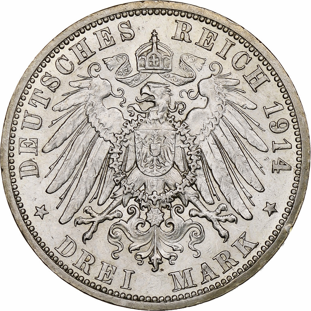 Royaume de Prusse, Wilhelm II, 3 Mark, 1914, Berlin, Argent, TTB+, KM:538