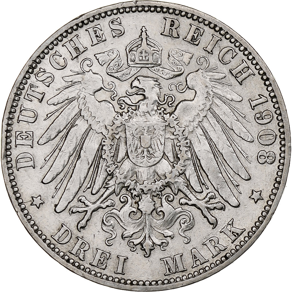 Germany, City of Hamburg, 3 Mark, 1908, Hamburg, Silver, EF(40-45), KM:620
