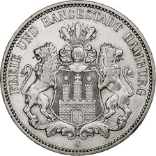 Germany, City of Hamburg, 3 Mark, 1908, Hamburg, Silver, EF(40-45), KM:620