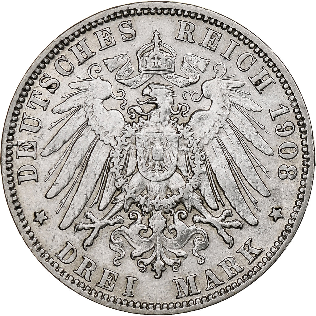 Germany, City of Hamburg, 3 Mark, 1908, Hamburg, Silver, EF(40-45), KM:620