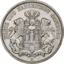 Allemagne, City of Hamburg, 3 Mark, 1909, Hamburg, Argent, TTB, KM:620