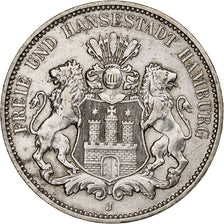 Deutschland, City of Hamburg, 3 Mark, 1909, Hamburg, Silber, SS+, KM:620