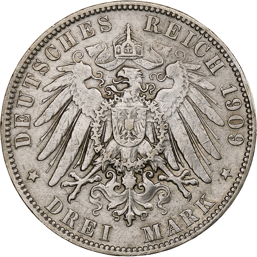 Deutschland, City of Hamburg, 3 Mark, 1909, Hamburg, Silber, SS+, KM:620