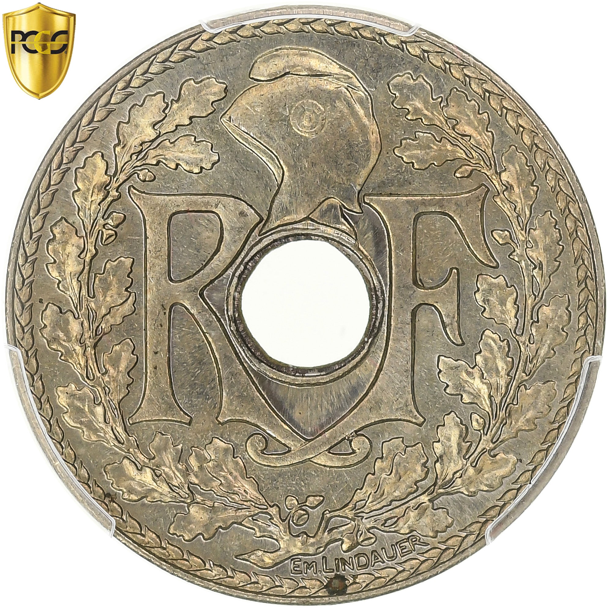 Frankrijk, 25 Centimes, Lindauer, .1939., Paris, Maillechort, PCGS, FDC