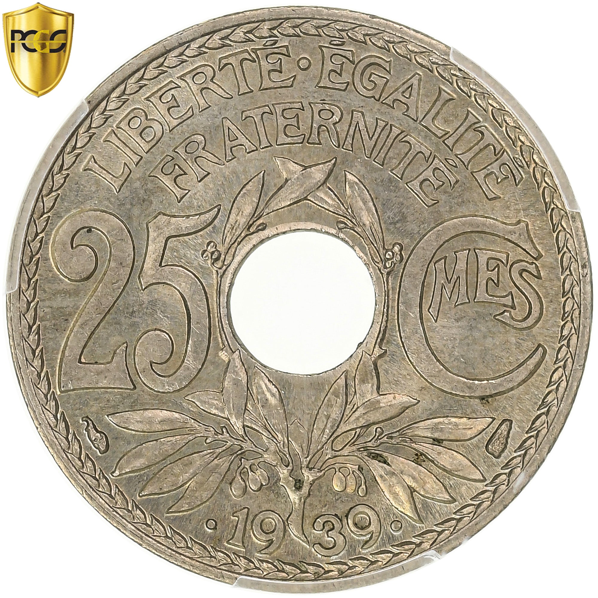 Francia, 25 Centimes, Lindauer, .1939., Paris, Alpacca, PCGS, FDC, Gadoury:381