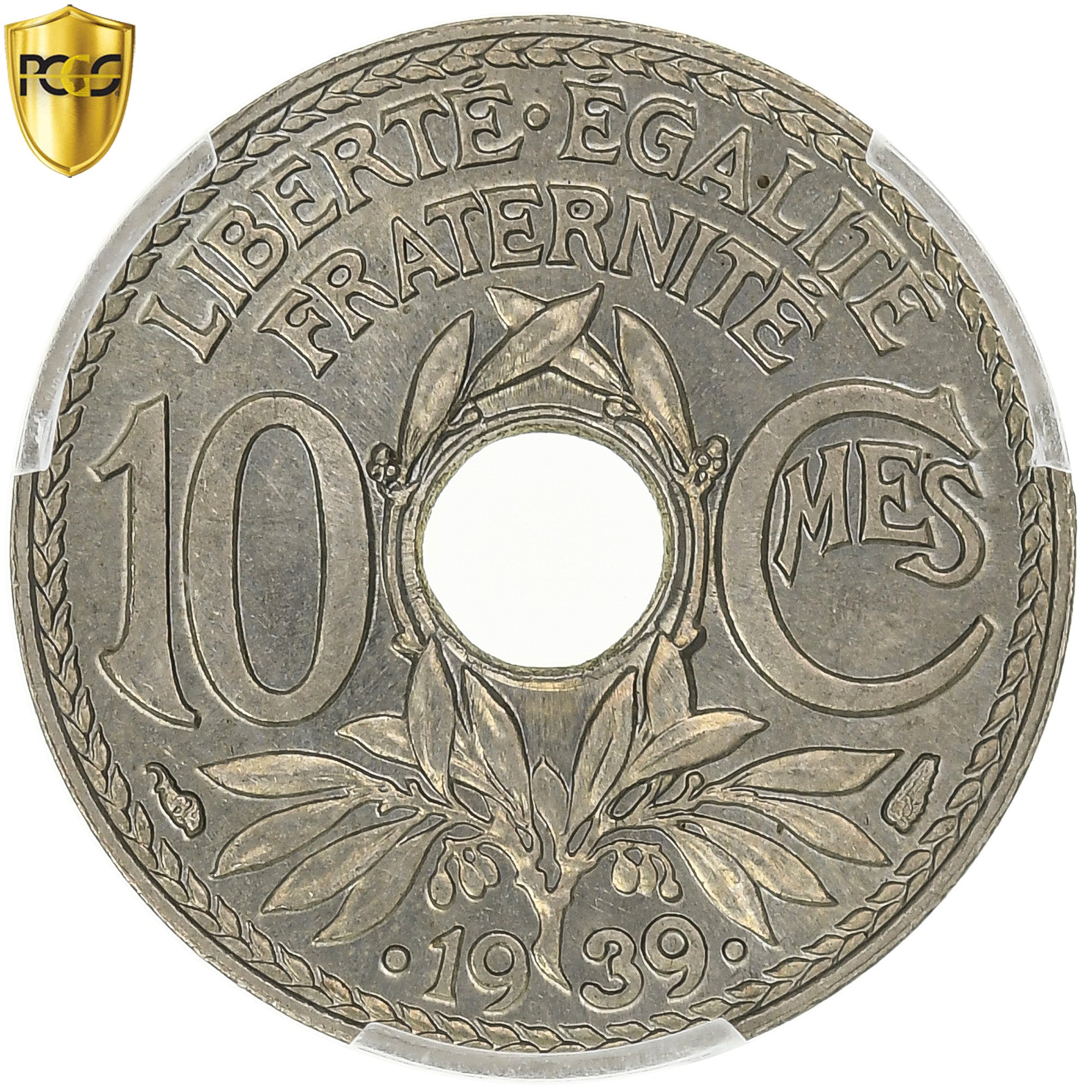 France, 10 Centimes, Lindauer, .1939., Paris, Maillechort, PCGS, MS(65-70)