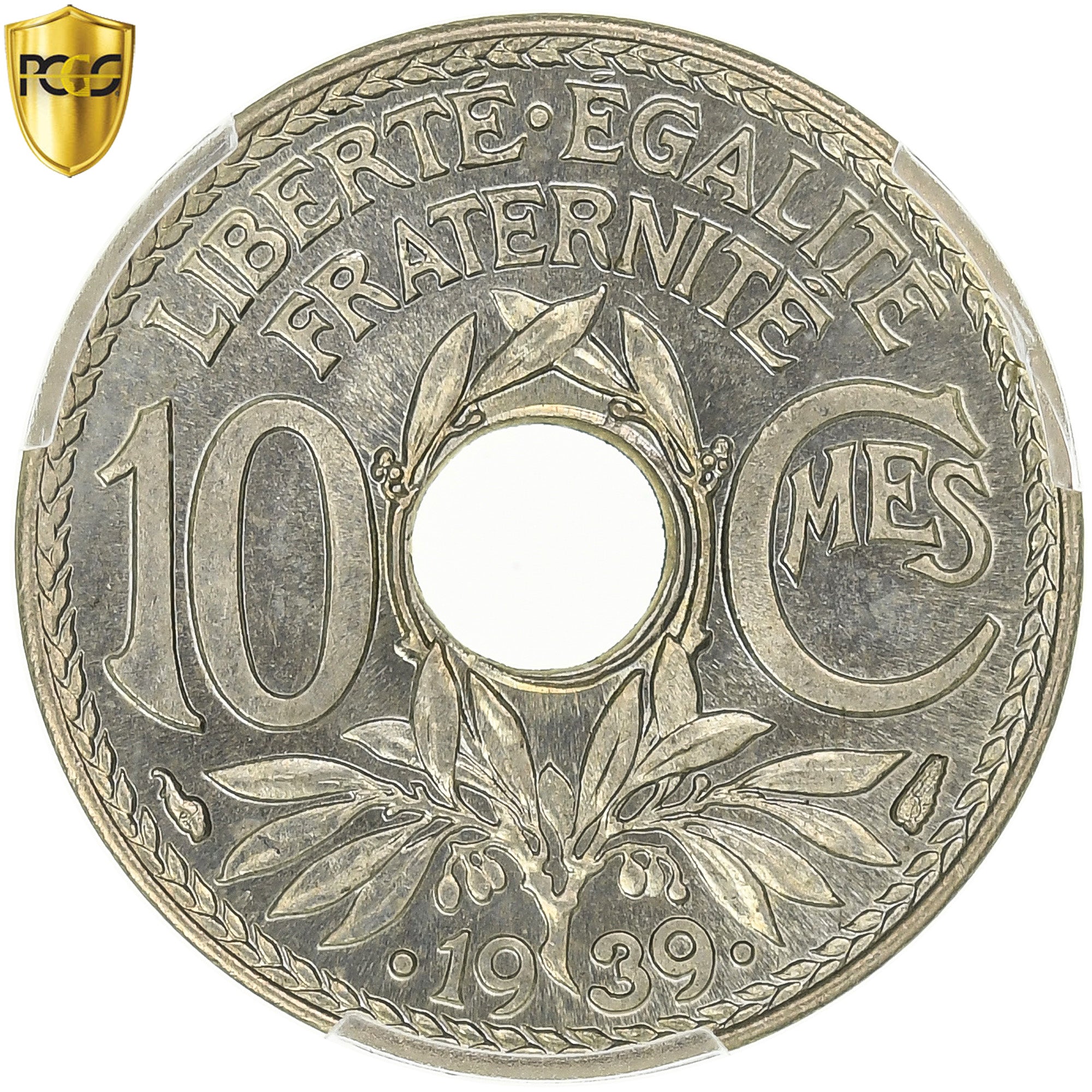 France, 10 Centimes, Lindauer, .1939., Paris, Maillechort, PCGS, MS(65-70)