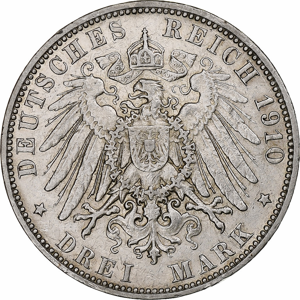Allemagne, City of Hamburg, 3 Mark, 1910, Hamburg, Argent, TTB+, KM:620
