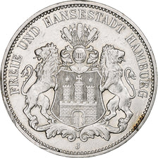 Germania, City of Hamburg, 3 Mark, 1910, Hamburg, Argento, BB+, KM:620