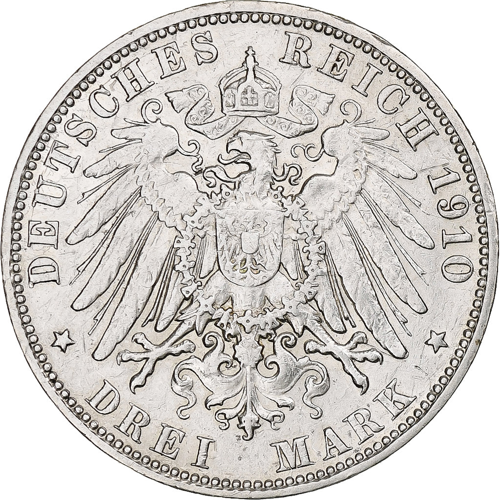 Germania, City of Hamburg, 3 Mark, 1910, Hamburg, Argento, BB+, KM:620