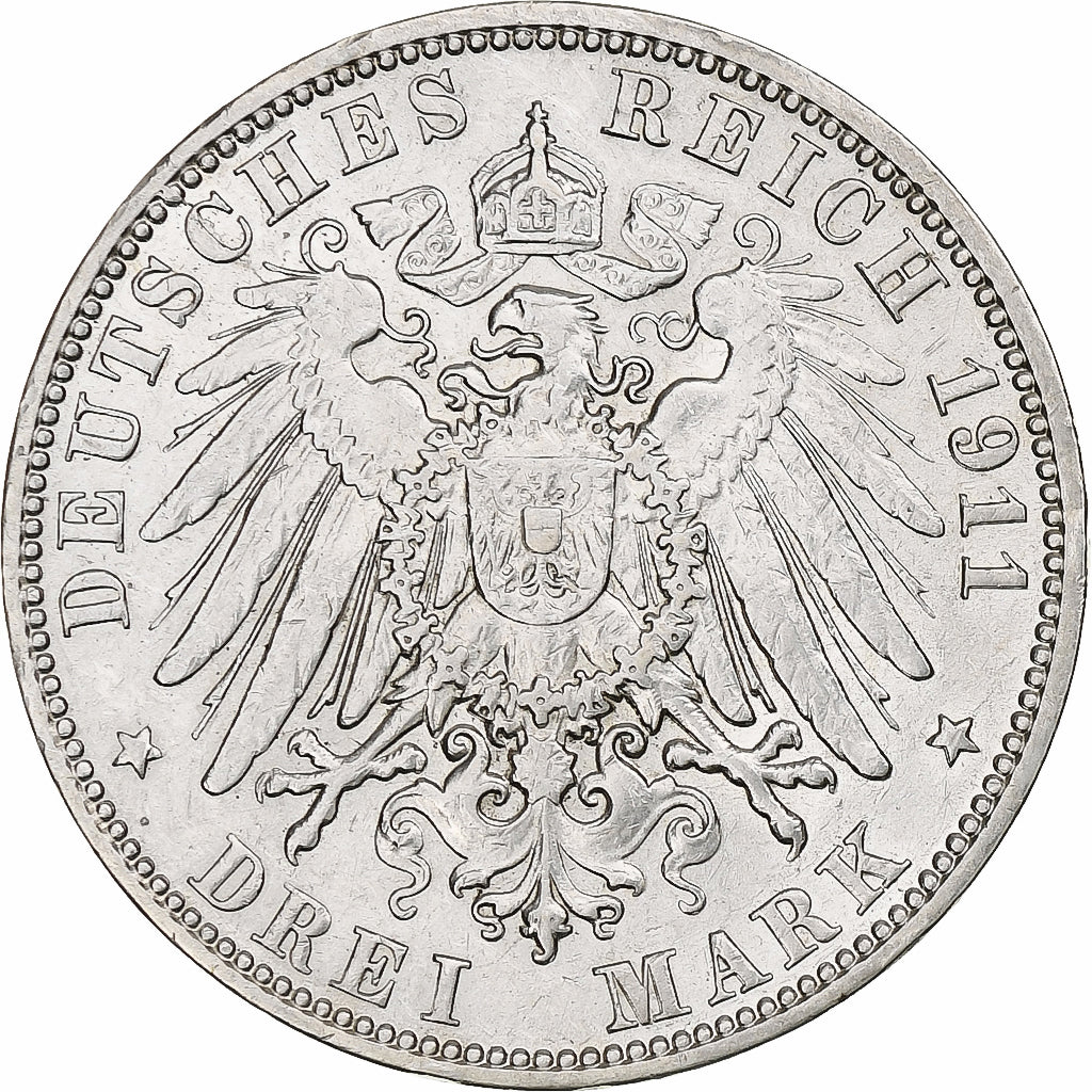 Deutschland, City of Hamburg, 3 Mark, 1911, Hamburg, Silber, SS+, KM:620