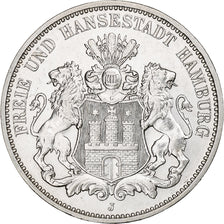 Deutschland, City of Hamburg, 3 Mark, 1911, Hamburg, Silber, SS+, KM:620