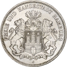 Duitsland, City of Hamburg, 3 Mark, 1911, Hamburg, Zilver, PR, KM:620