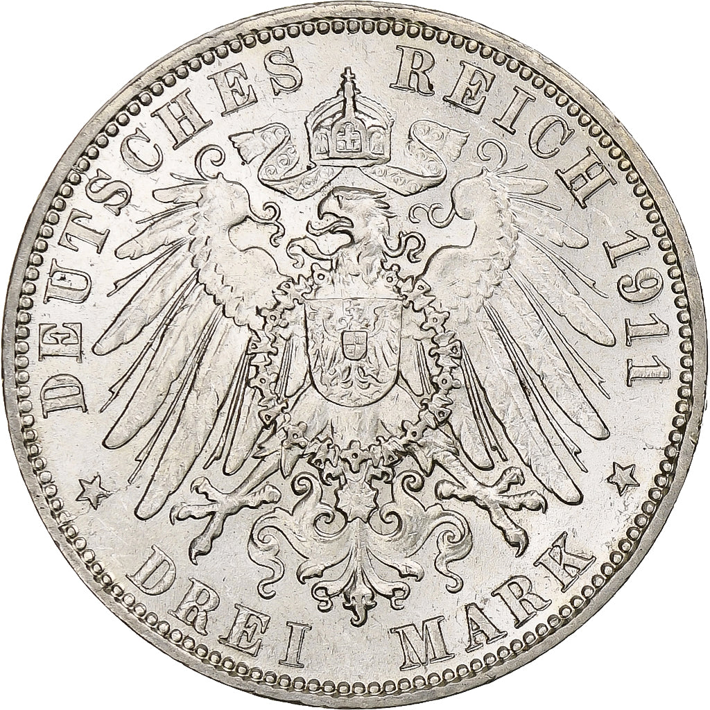 Duitsland, City of Hamburg, 3 Mark, 1911, Hamburg, Zilver, PR, KM:620